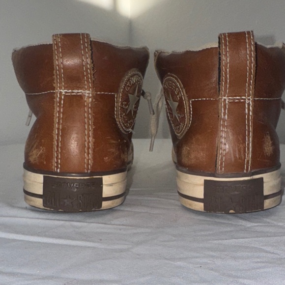 Converse Pinecone Brown Leather High-Top Sneakers UNISEX - Picture 3 of 6